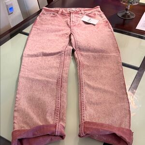 Bershka Women's Cropped Pink Jeans